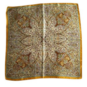 Foulard carré bandana satin soyeux cachemire provençal coloris lumineux orange turquoise