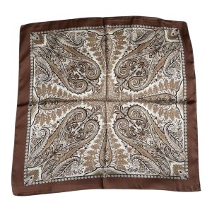 Foulard 70x70cm carré satin toucher soie tour du cou sac ou cheveux cachemire marron