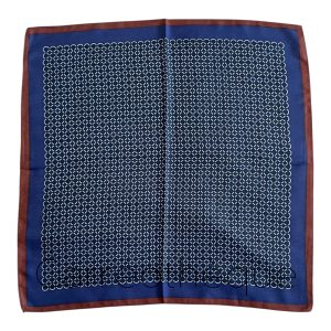 Foulard carré 70x70cm tweed toucher cachemire doux et confortable petit motif minimaliste marine marron