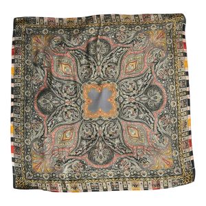 Foulard 70x70cm carré satin toucher soie cachemire bohème noir