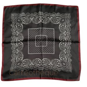 Foulard 70x70cm carré satin toucher soie tour du cou sac ou cheveux cachemire bandana noir bordeaux