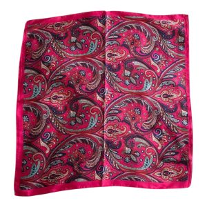 Foulard carré 70x70cm pour femme satin soyeux effet soie cachemire rose fuchsia bleu turquoise