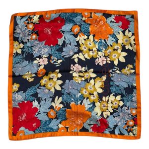 Foulard carré 70x70cm satin soyeux effet soie fleurs multicolores