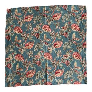 Carré bandana coton indien décor végétal fond bleu