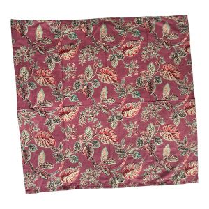 Carré bandana coton indien décor végétal fond rose