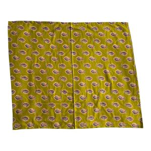 Carré bandana coton indien décor végétal turquoise rose fond vert anis