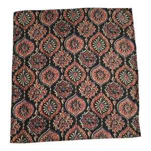 Carré bandana coton indien dessin fleurs cachemire fond fond noir
