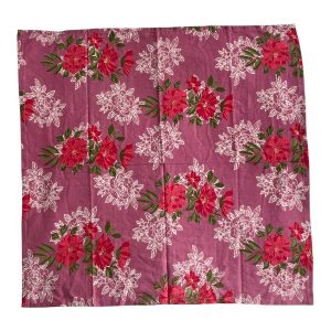 Carré bandana coton indien motif fleur pivoines fond rose