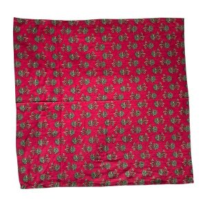 Carré bandana coton indien dessin fleurs kaki
